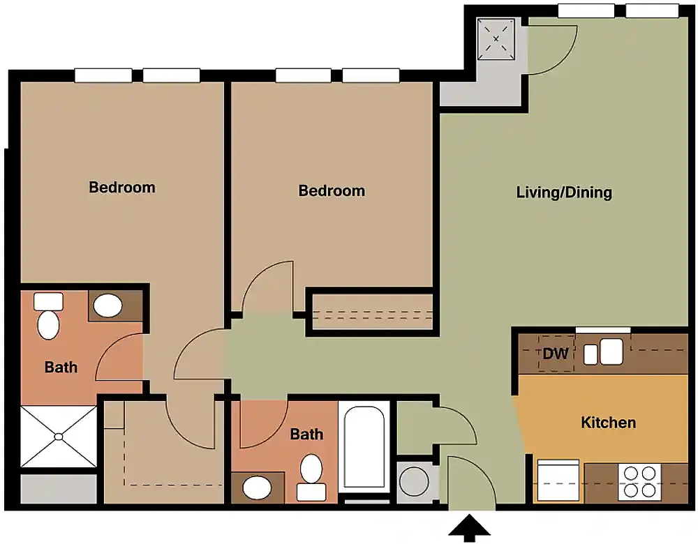 Floor plan 2 Bed 2 Bath