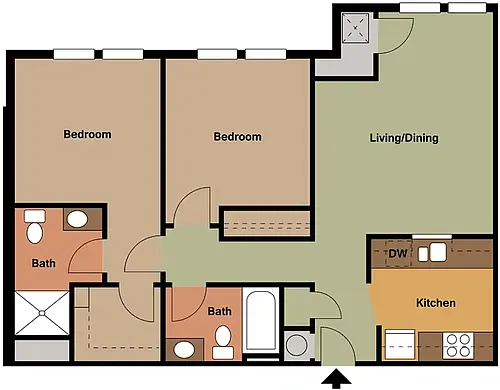 Floor plan 2 Bed 2 Bath