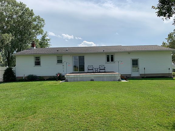 Backyard with attached deck