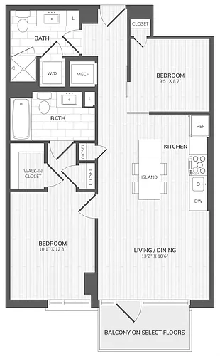 Floor plan 2 Bed/2 Bath Jr.-05 West Medley