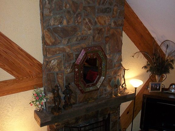 Native stone fireplace