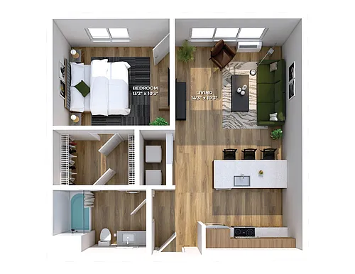 Floor plan One Bedroom B2
