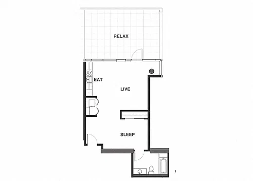 Floor plan 1x1 C - Terrace