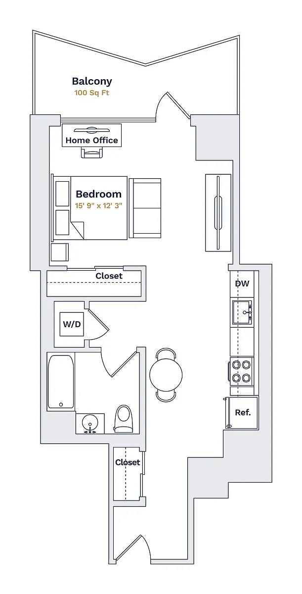 Floor plan BEACH - Studio One Bathroom