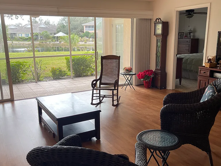Living room with lake view