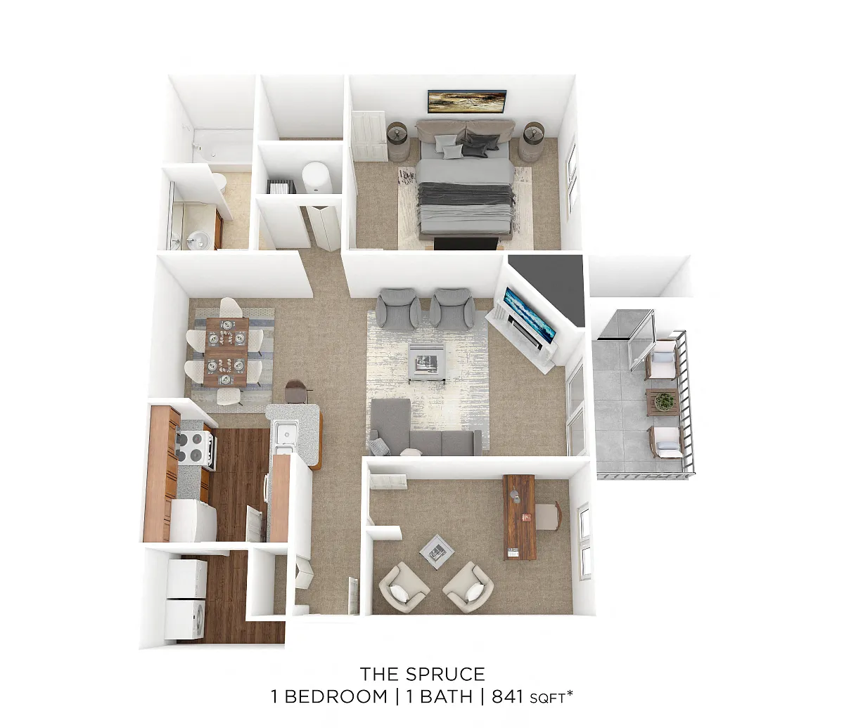 Floor plan One Bedroom- 841 sqft