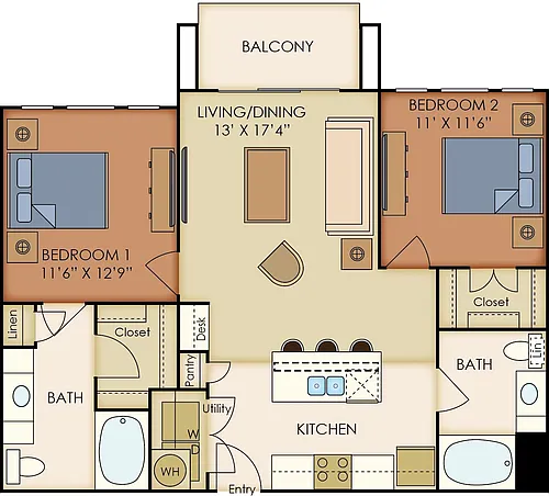 Floor plan Two bedroom Two Bathroom