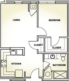 Floor plan One Bedroom - 1C