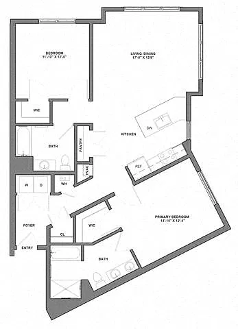 Floor plan 2 Bed/2 Bath-B2-2