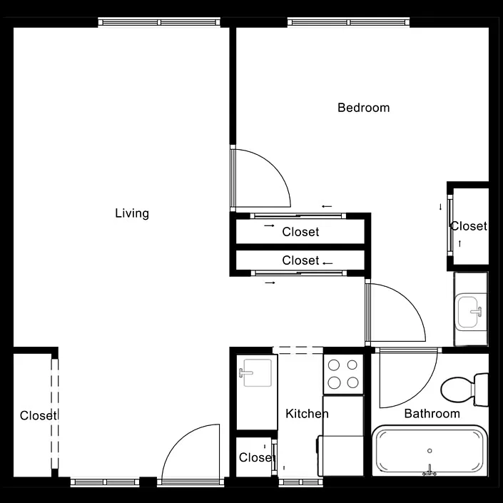 Floor plan 1 Bedroom 1 Bathroom