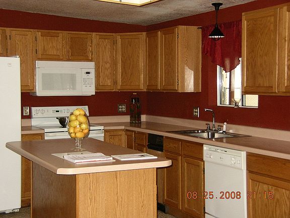 oak cabinets and island