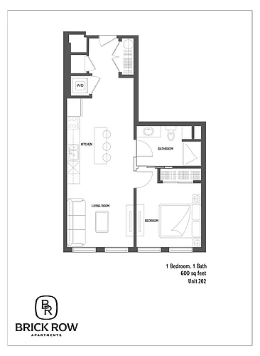Floor plan 1 Bed Unit 202