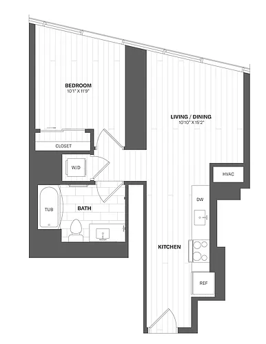 Floor plan 1 Bed/1 Bath-X04