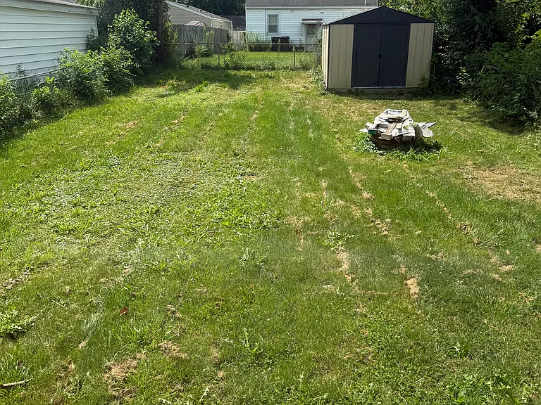 Deep back yard_.with storage.