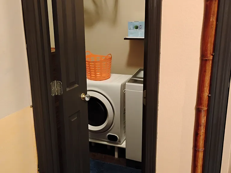 walk in closet with washer and dryer