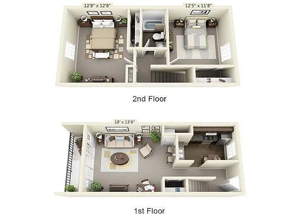 Floor plan Two Bedroom Townhouse