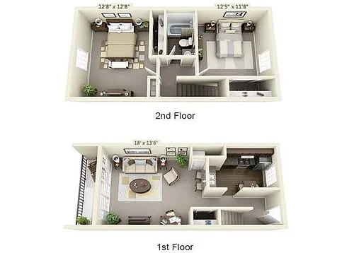 Floor plan Two Bedroom Townhouse