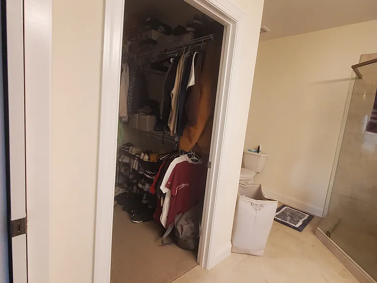 Primary bedroom walk in closet