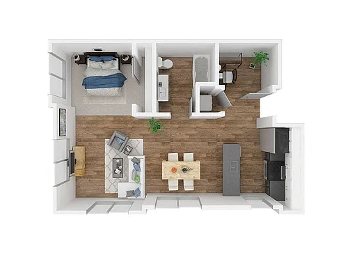 Floor plan Open 1 Bed, 1 Bath O3