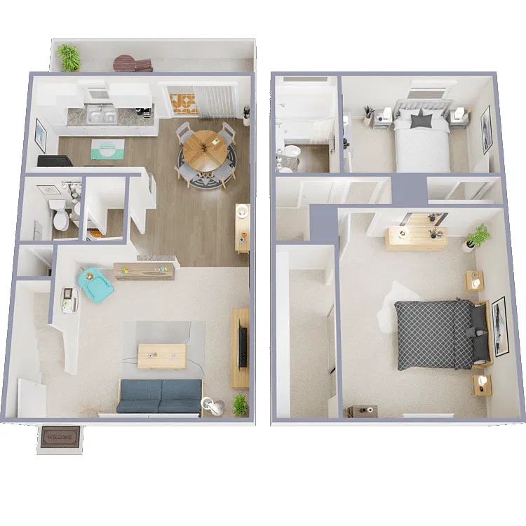 Floor plan 2 Bed 1.5 Bath Townhome