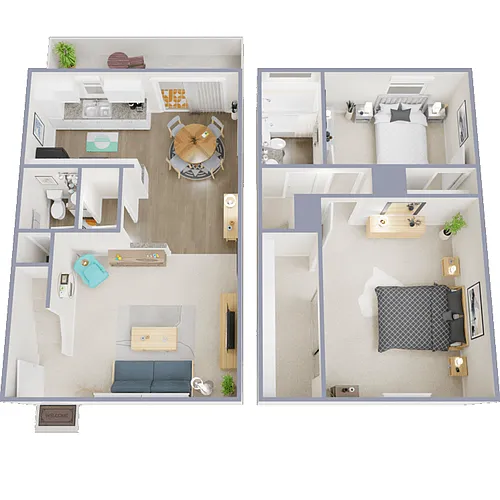 Floor plan 2 Bed 1.5 Bath Townhome