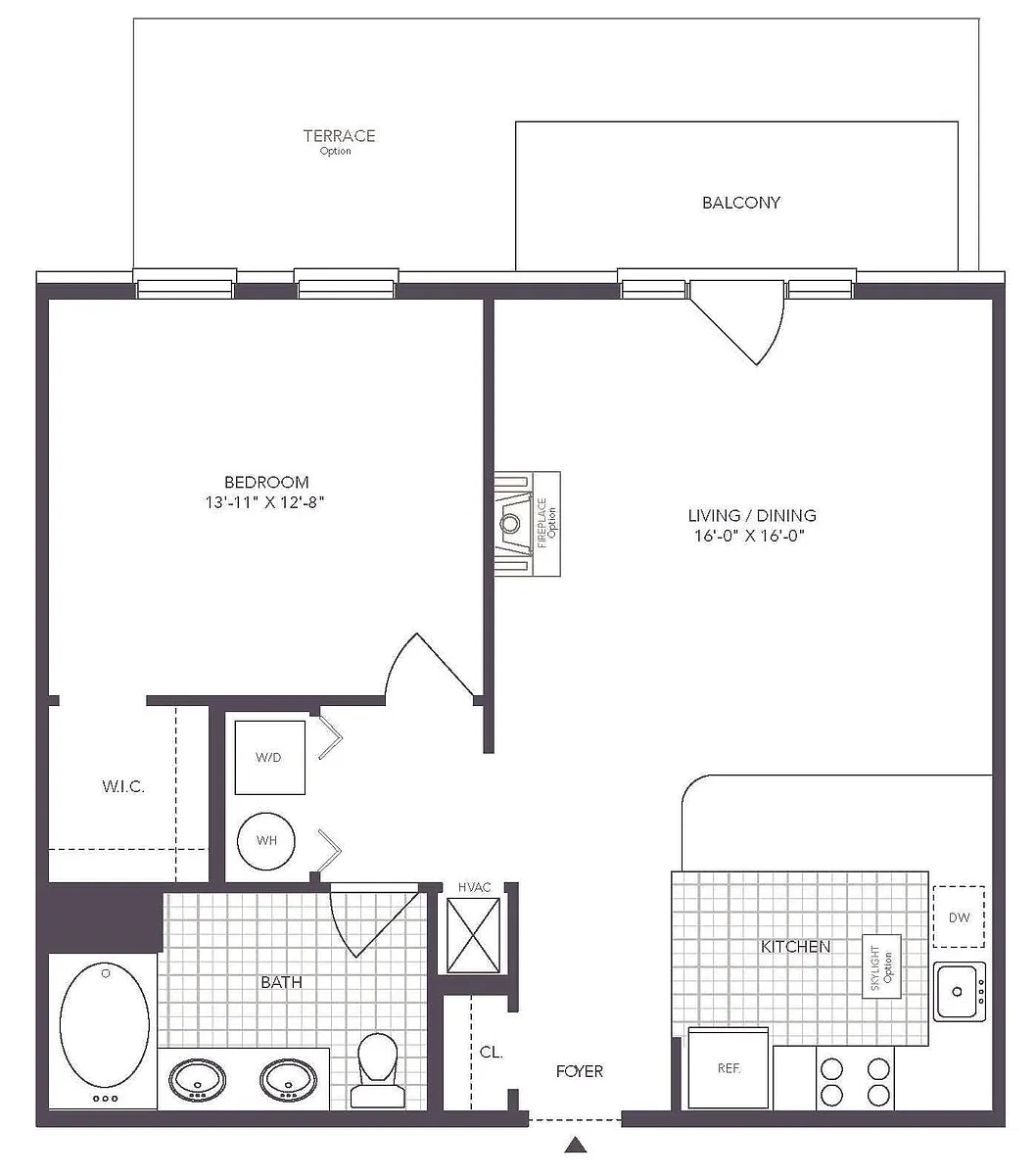 Floor plan 1 Bed/ 1 Bath