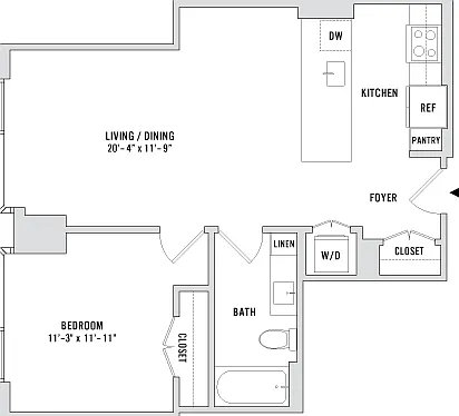 One Bedroom A1 - 710 Sq. Ft. - Residences 4211-5511 One Bedroom A1 - 710 Sq. Ft. - Residences 4211-5511