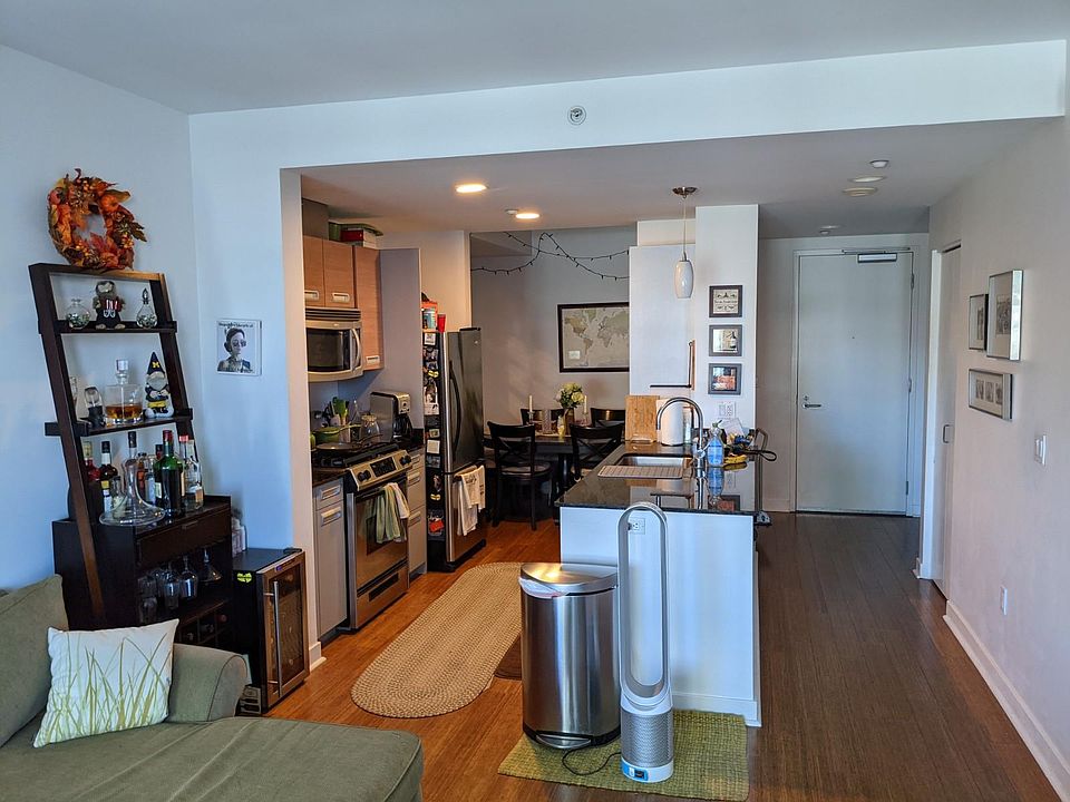 Living room into kitchen