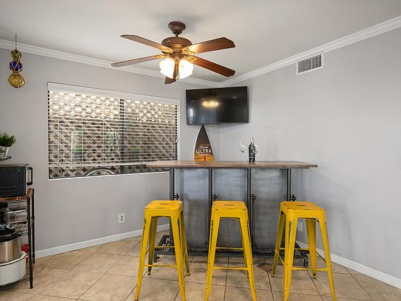 Bar, stools, and TV included in rental
