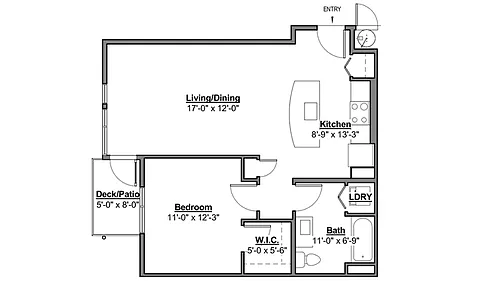 Floor plan 1 Bed 1 Bath
