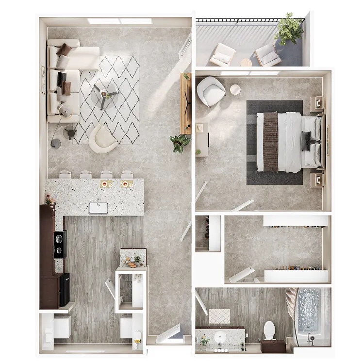 Floor plan 1 Bed 1 Bath A
