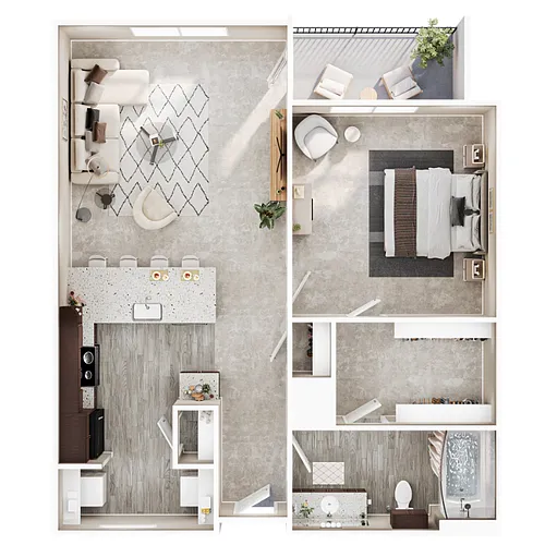Floor plan 1 Bed 1 Bath A