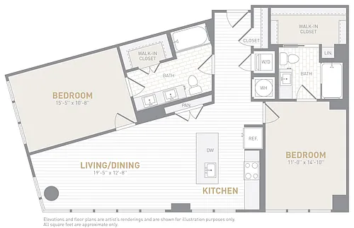 Floor plan 2 Bed 2 Bath-C05