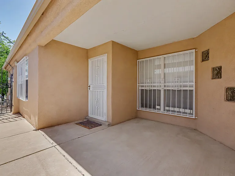 Main entry and outdoor patio space.