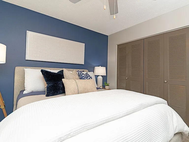 Cozy bedroom with carpet