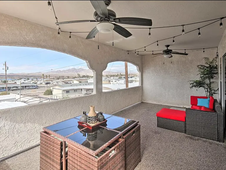 Furnished balcony with stunning views.