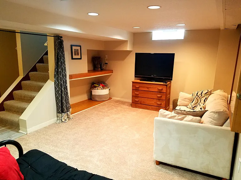 Basement with pull out full bed