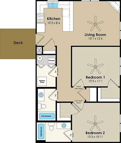 Floor plan 2x2 Tidal - 640 &amp; 600 Bldg