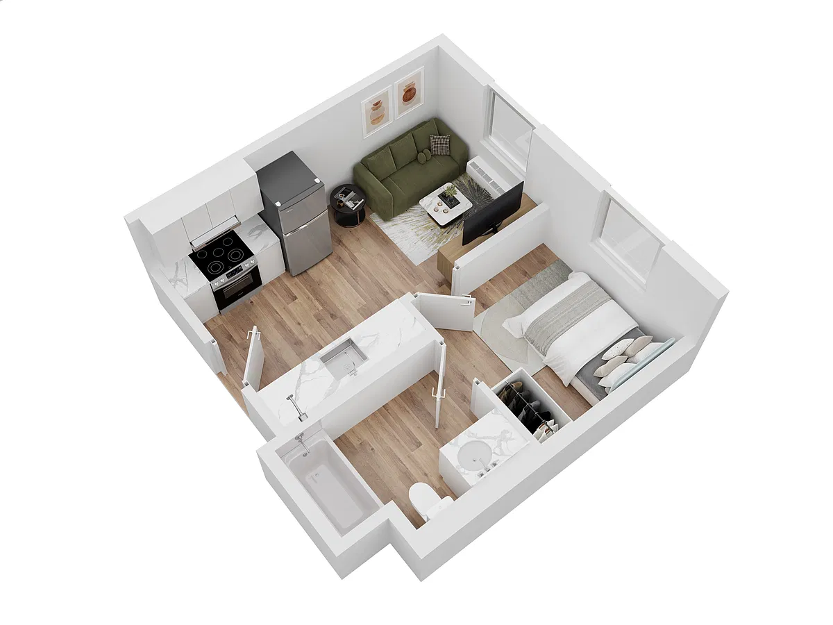 Floor plan 1 BR, 1 BA