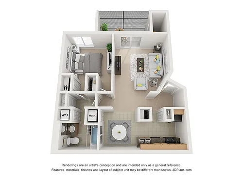 Floor plan One Bedroom - Augusta II