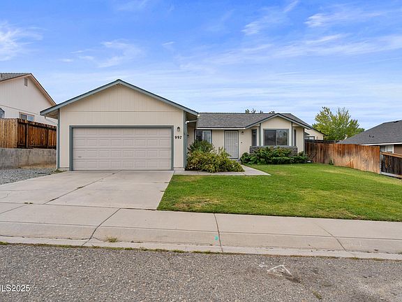 Street view 2 Car Garage and Front Lawn