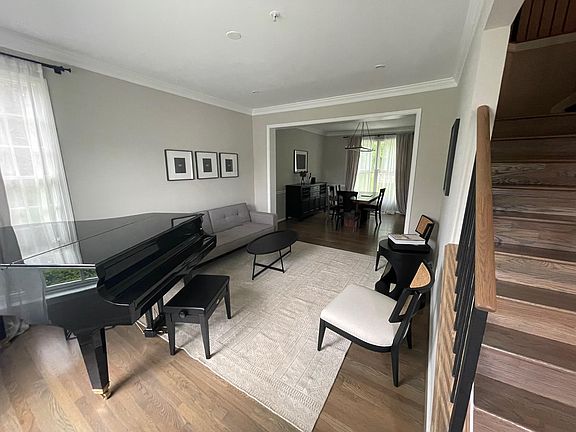 Living room passes into dining room