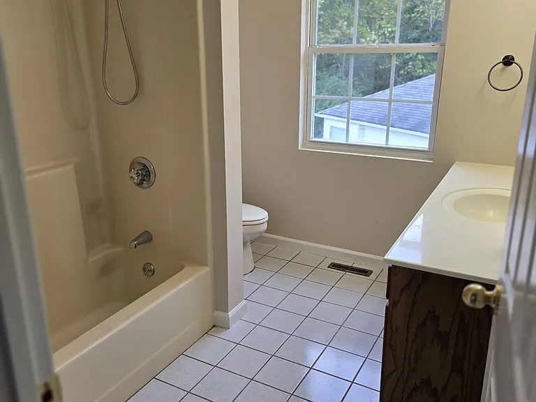 Main bath, upstairs
Ceramic tile floor