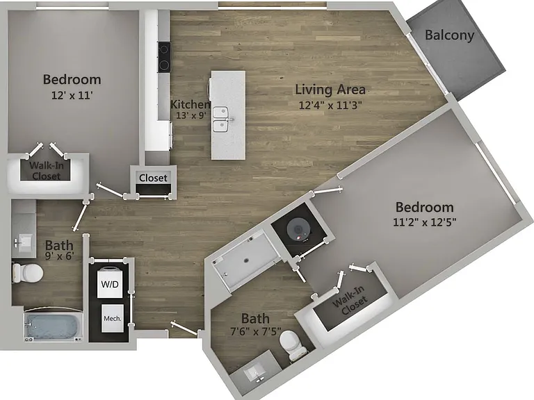 Floor Plan 2D | State Street Station | Apartments in Wauwatosa, WI Floor Plan 2D | State Street Station | Apartments in Wauwatosa, WI
