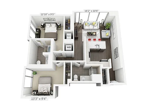 Floor plan 2 BEDROOM 2 BATH C4