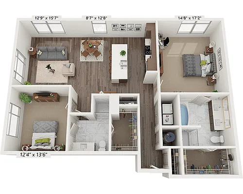 Floor plan Two Bedroom B2D2