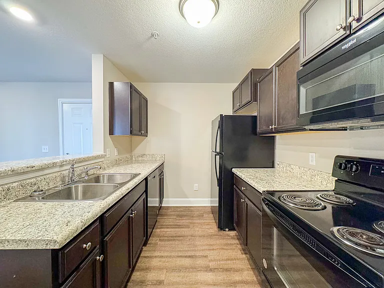 Kitchen with views to dining area