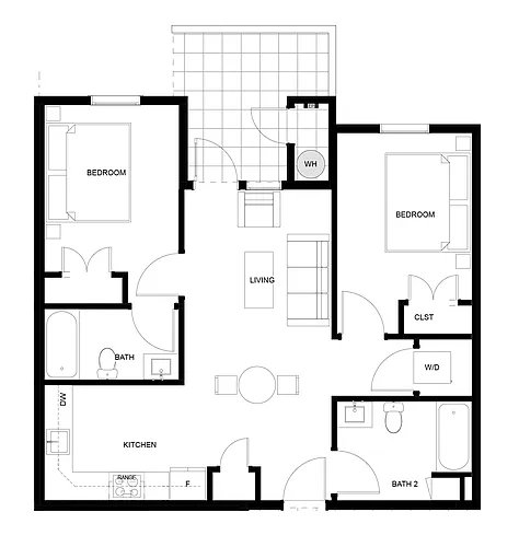 Floor plan 2 Bed, 2 Bath