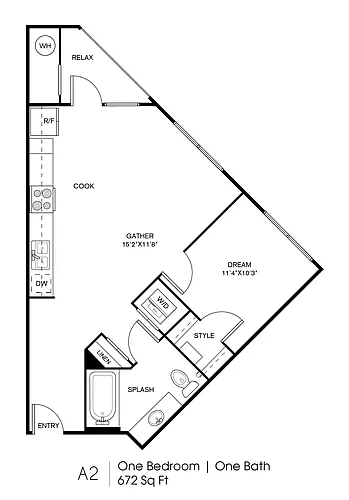 Floor plan One Bedroom, One Bathroom
