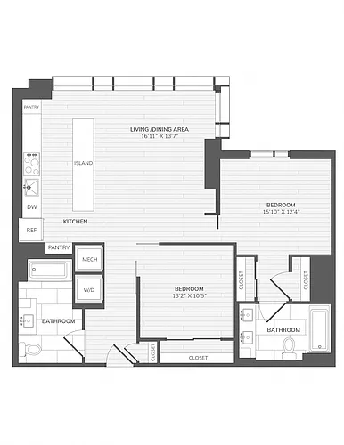 Floor plan 2 Bed/2 Bath JR 2B-A ANSI A_880 P